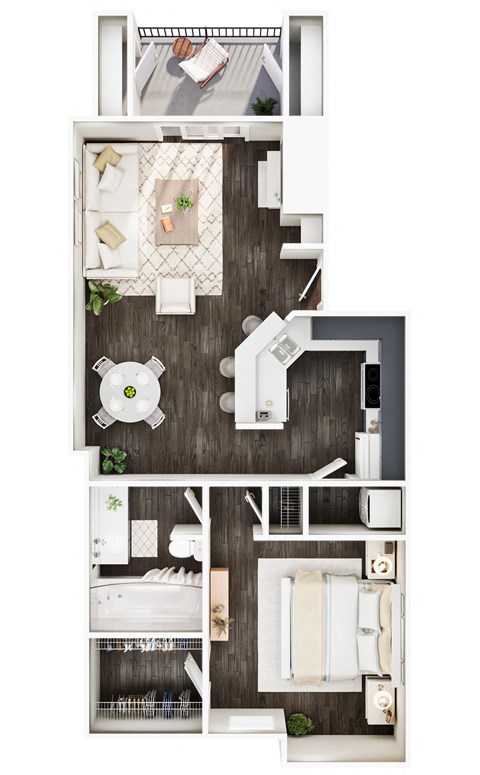 a floor plan of a house with a bedroom and a living room